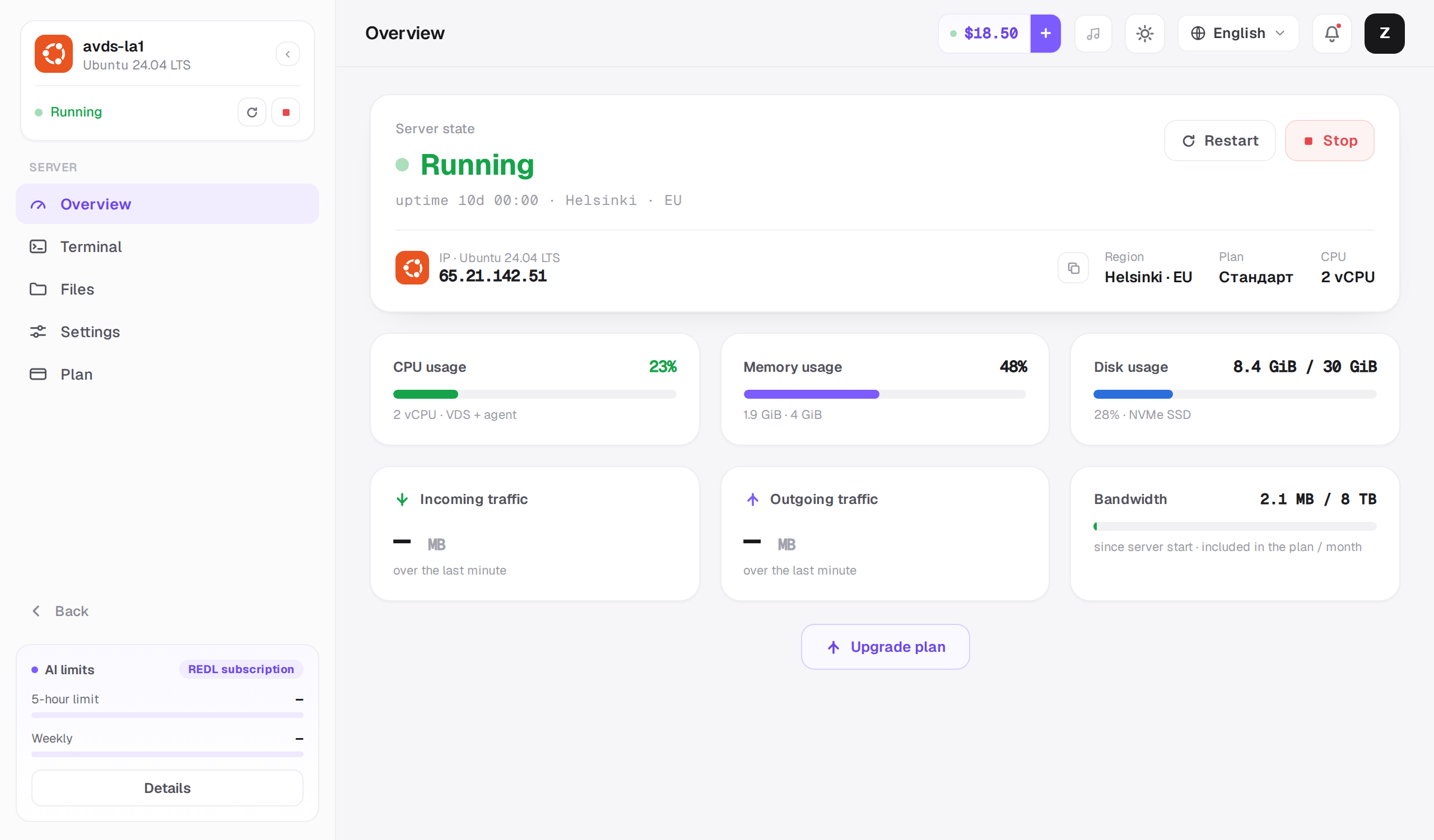 AI VDS & Game Server Hosting: VDS Agent, Minecraft, Rust, CS2 | REDL